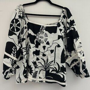 Floral Print 100% Linen Top